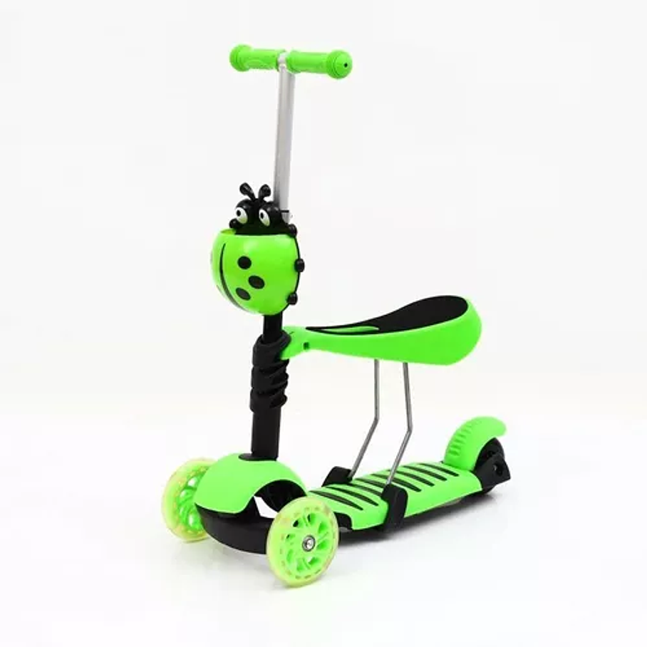 Scooter Monopatín Celeste 3 En 1 Niños Luz Led  2