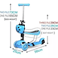 Scooter Monopatín Celeste 3 En 1 Niños Luz Led  - Miniatura 5