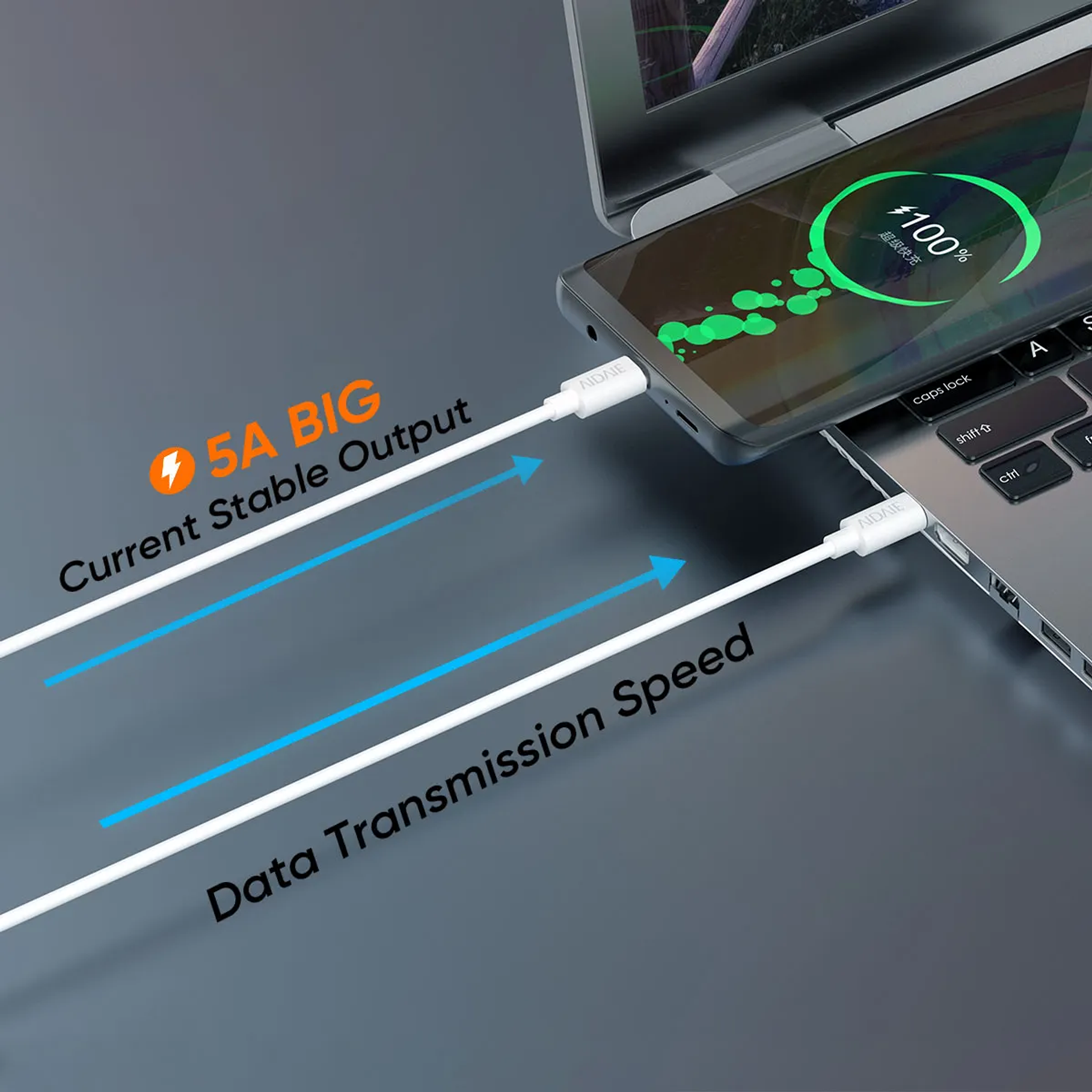 Cable Usb C A C Carga Super Rapida 100w 5A VIDVIE 5