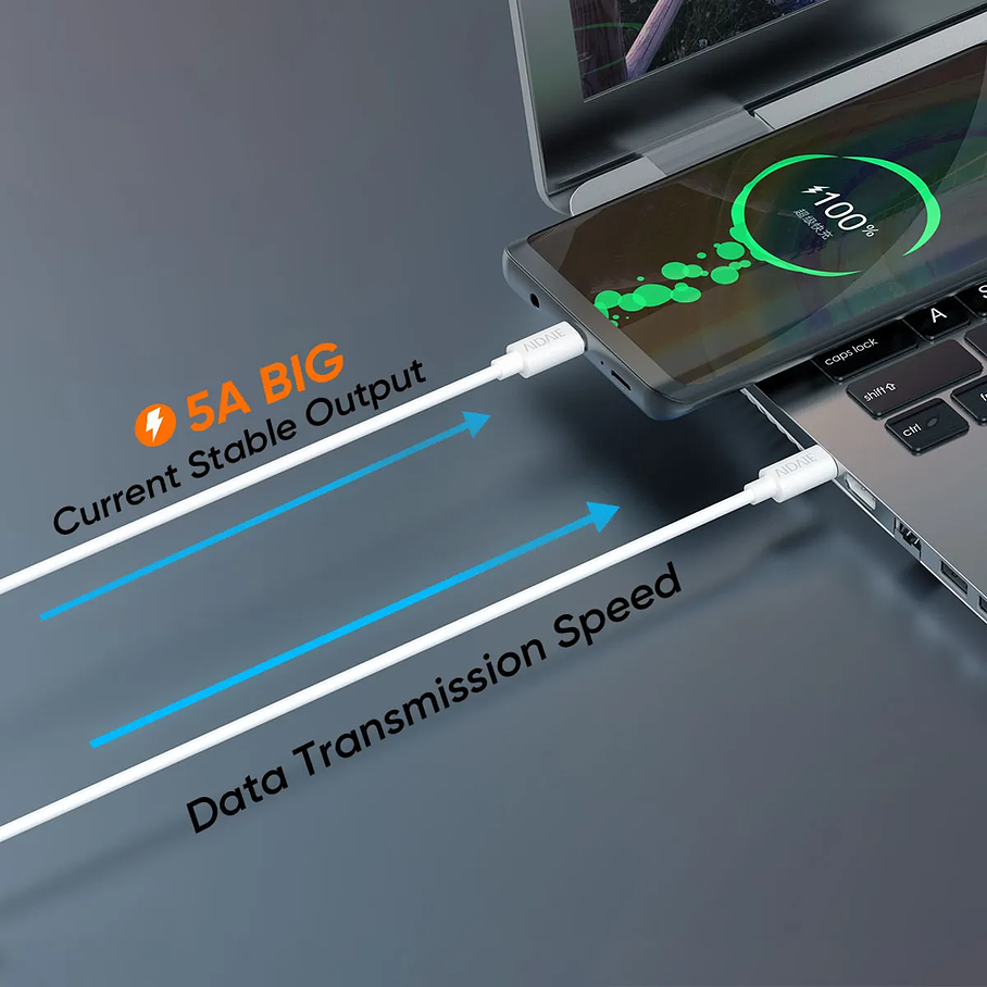 Cable Usb C A C Carga Super Rapida 100w 5A VIDVIE 5