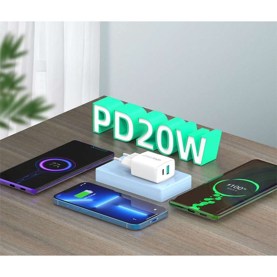 Cargador Para Samsung Xiaomi Carga Rapida 20w + Cable Usb C 3