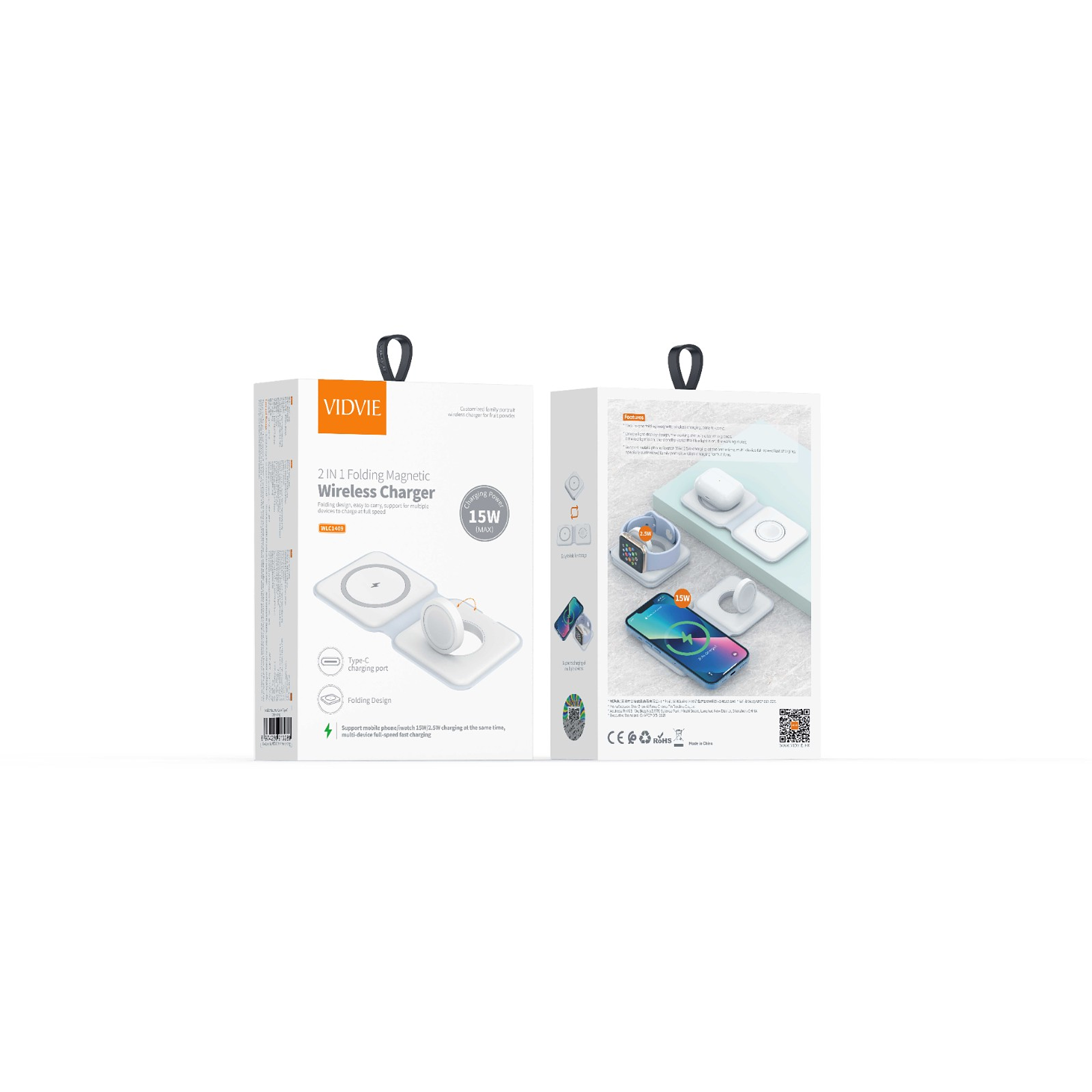 Cargador Rápido Inalámbrico Vidvie Para iPhone 2 En 1 Magsafe 3