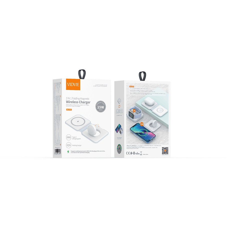 Cargador Rápido Inalámbrico Vidvie Para iPhone 2 En 1 Magsafe 3