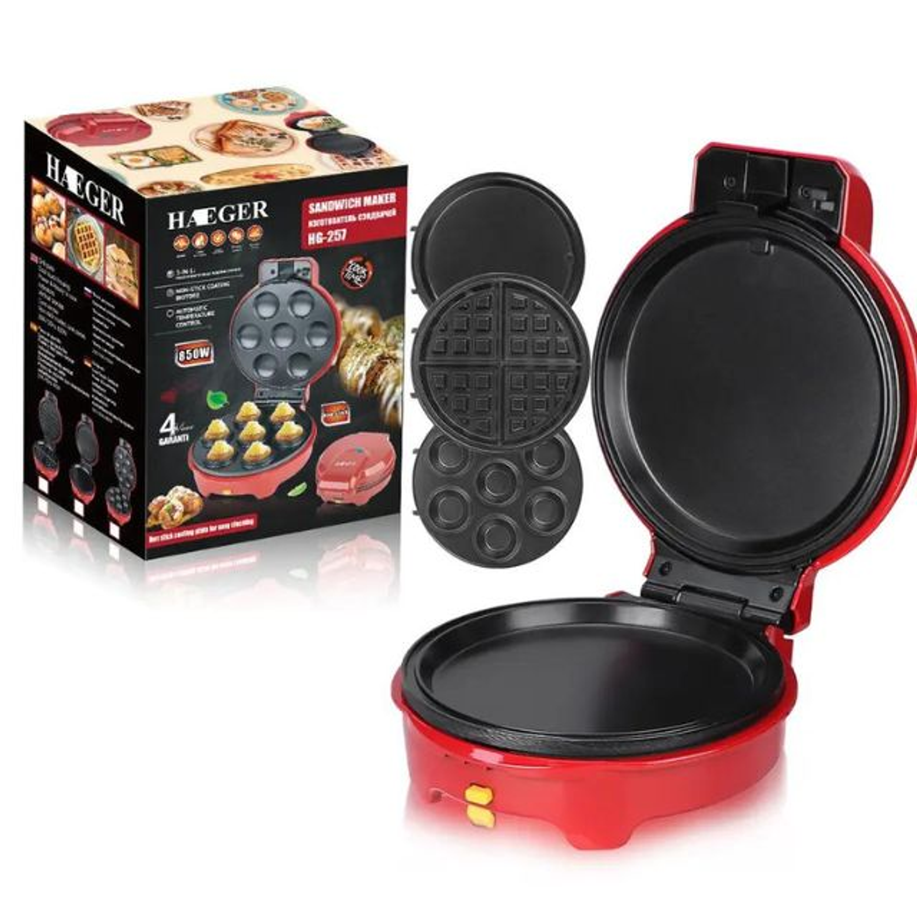 Waflera Máquina Waffles Crepera Cupcake Mini Waflera 3 En 1 1