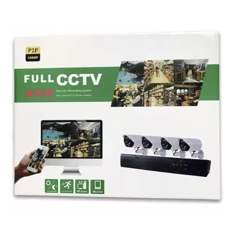 Kit Cctv Con 4 Cámaras De Seguridad Mas Dvr 1080p Full Hd 4