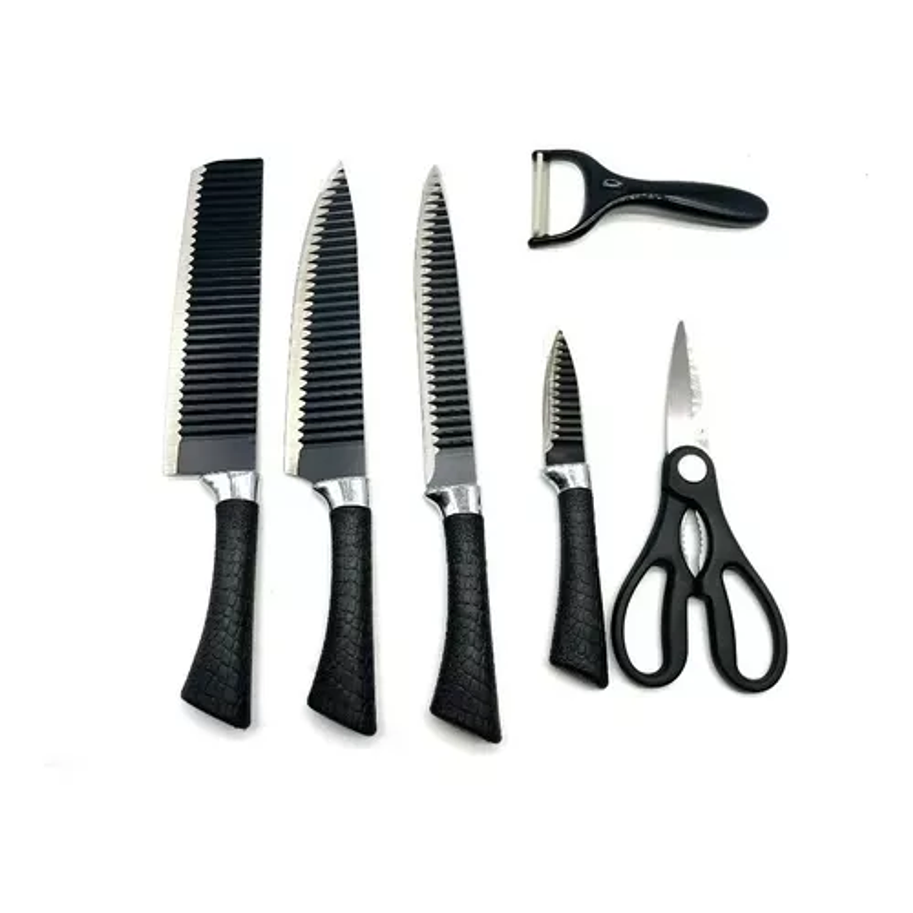 Set De 6 Cuchillos Juego Cuchillos Cocina Tijera Pelador Pro 1