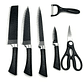 Set De 6 Cuchillos Juego Cuchillos Cocina Tijera Pelador Pro - Miniatura 1