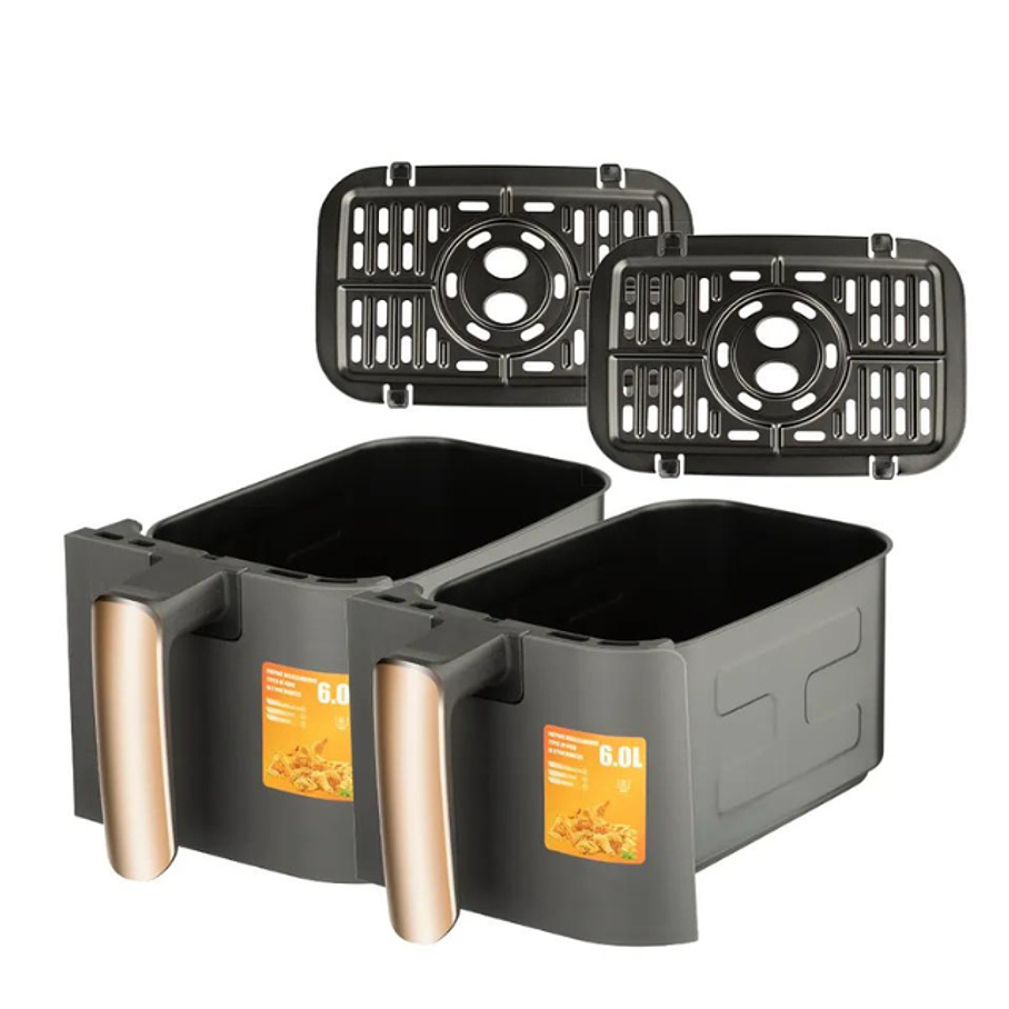 Freidora De Aire Eléctrica Doble Canastilla 6L+ 6L Premium 2800 W 5