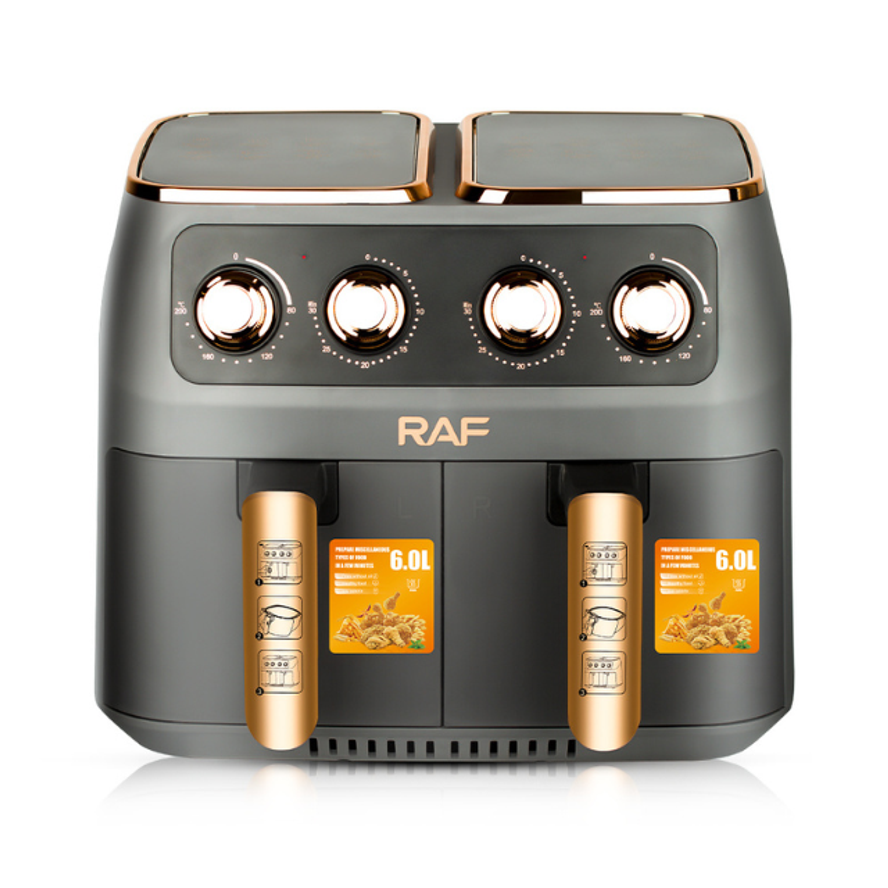 Freidora De Aire Eléctrica Doble Canastilla 6L+ 6L Premium 2800 W 8