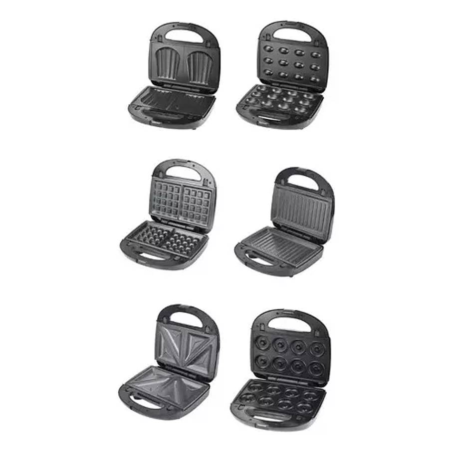 Maquina Para Donas Galleta Waffles Nuez Sandwich Grill Cakes 6 en 1 2