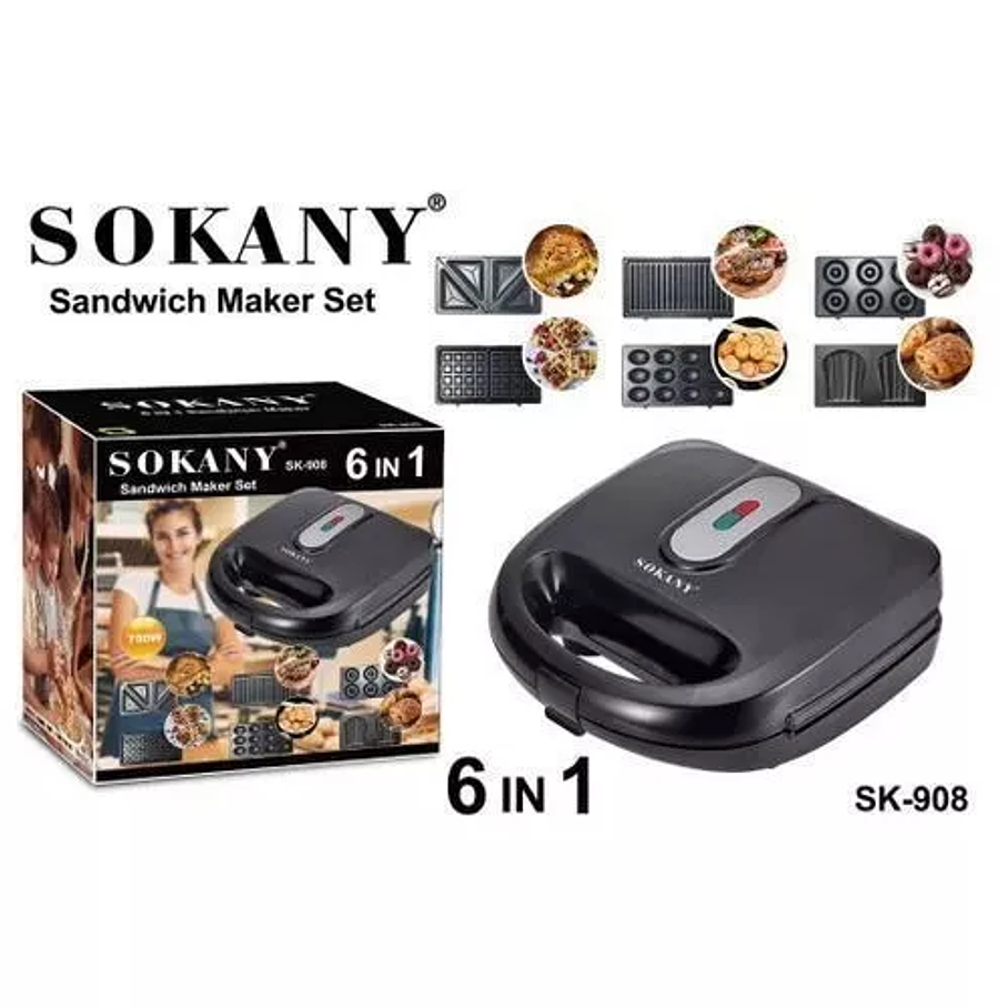 Maquina Para Donas Galleta Waffles Nuez Sandwich Grill Cakes 6 en 1 4