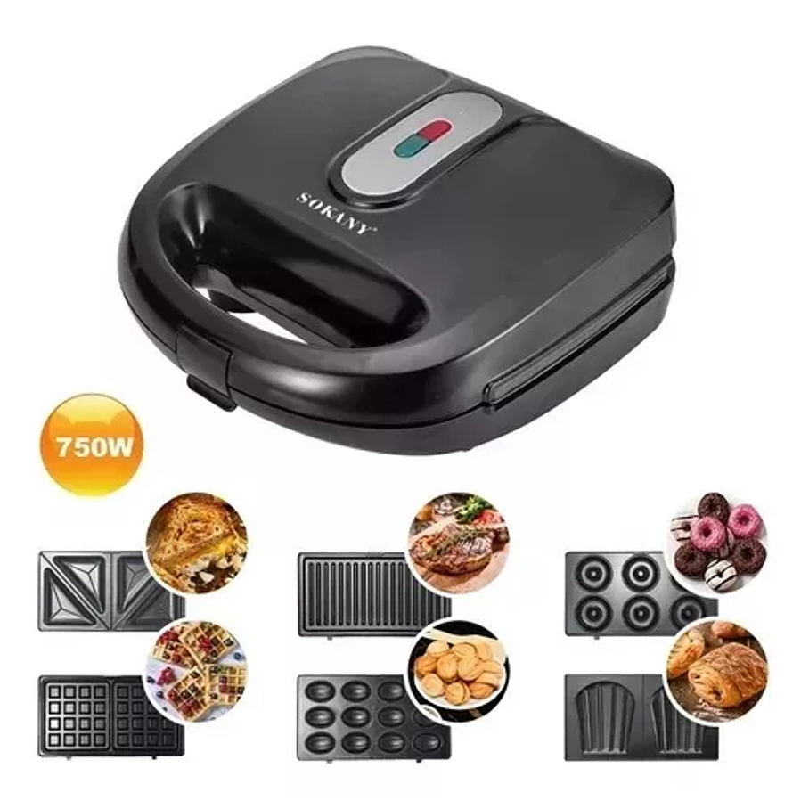 Maquina Para Donas Galleta Waffles Nuez Sandwich Grill Cakes 6 en 1 5
