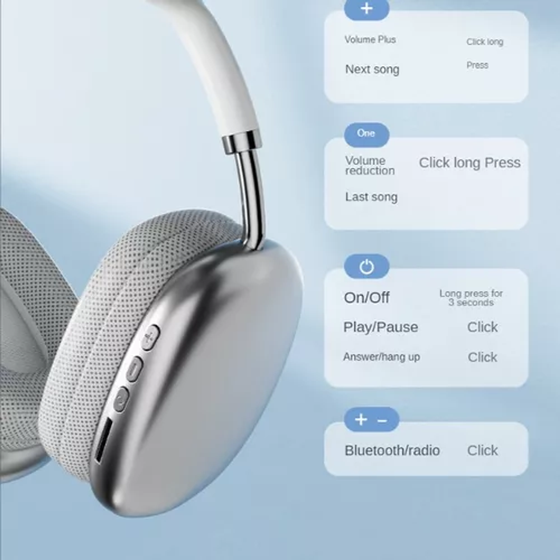 Audifonos P9 Pro Max Bluetooth Micro Sd Cancelacion De Ruido 5