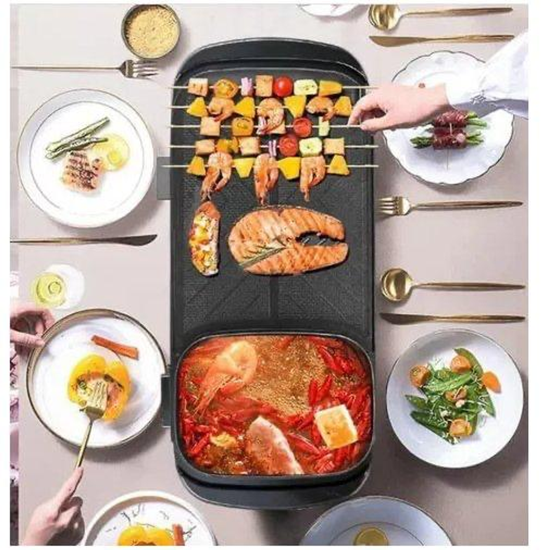 PLANCHA PARRILLERA ELÉCTRICA CON SARTÉN MULTIFUNCIÓNAL 3