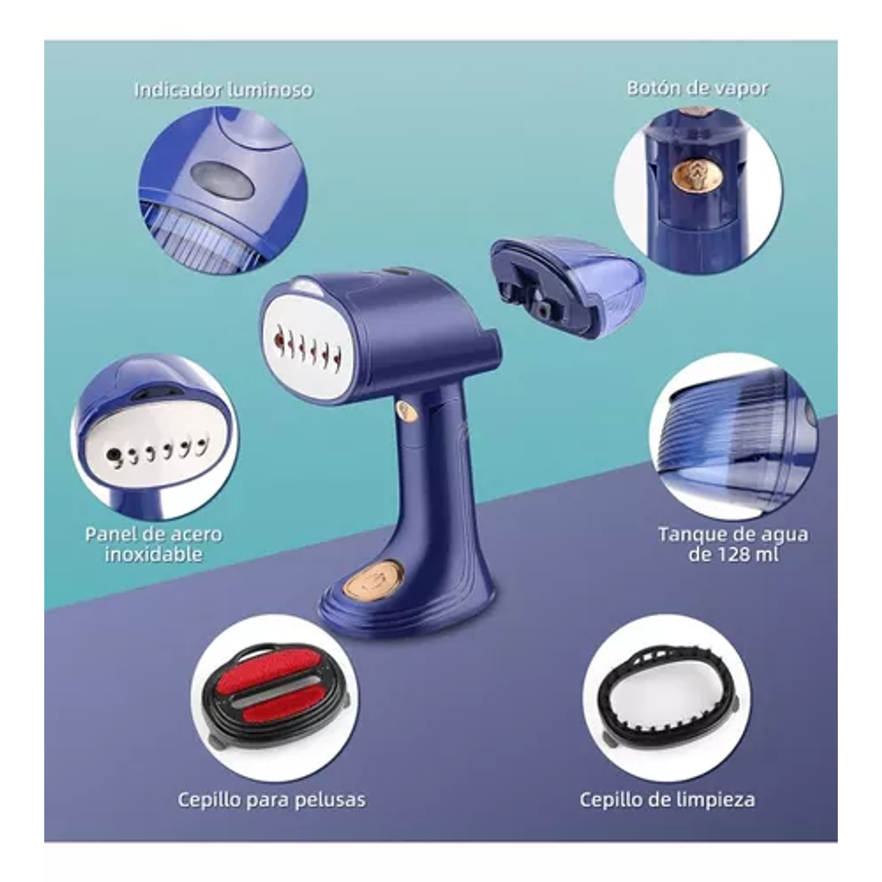 PLANCHA A VAPOR PORTATIL DE MANO VERTICAL 128ML RAF 3