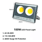 Foco Proyector Led Luz Fría De 100 Watt De Potencia Duradera - Miniatura 3