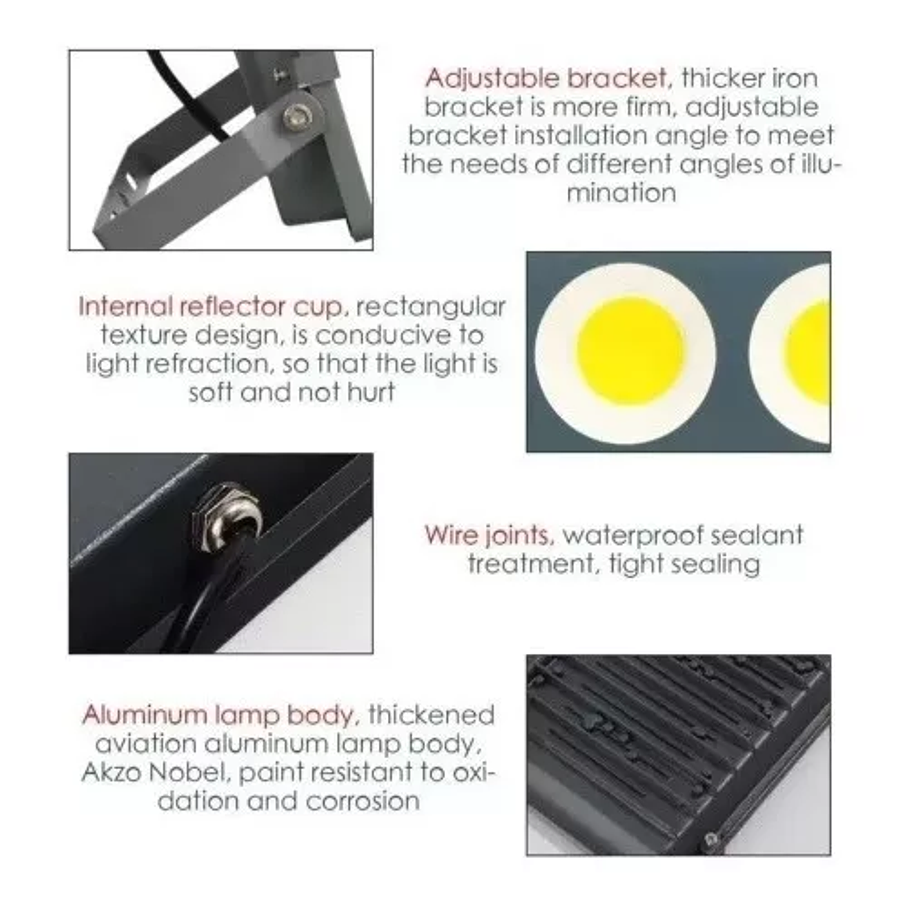 Foco Proyector Led Luz Fría De 100 Watt De Potencia Duradera 5