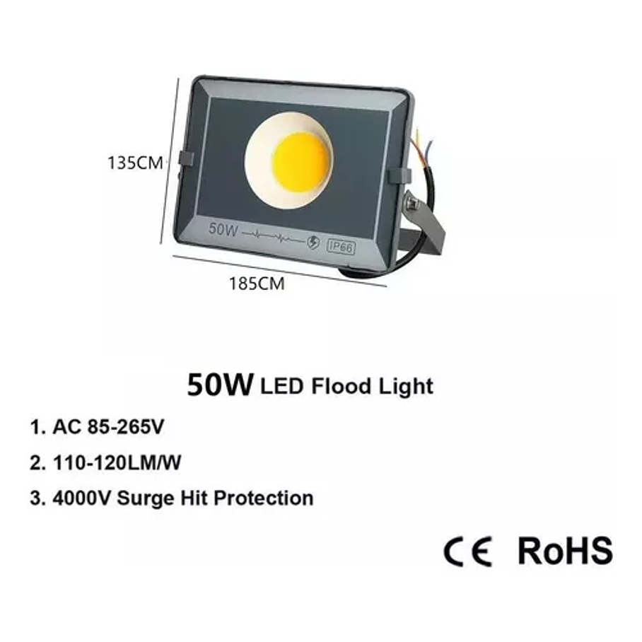 Luz Lampara Foco Led Plano Reflector 50w Exterior  2