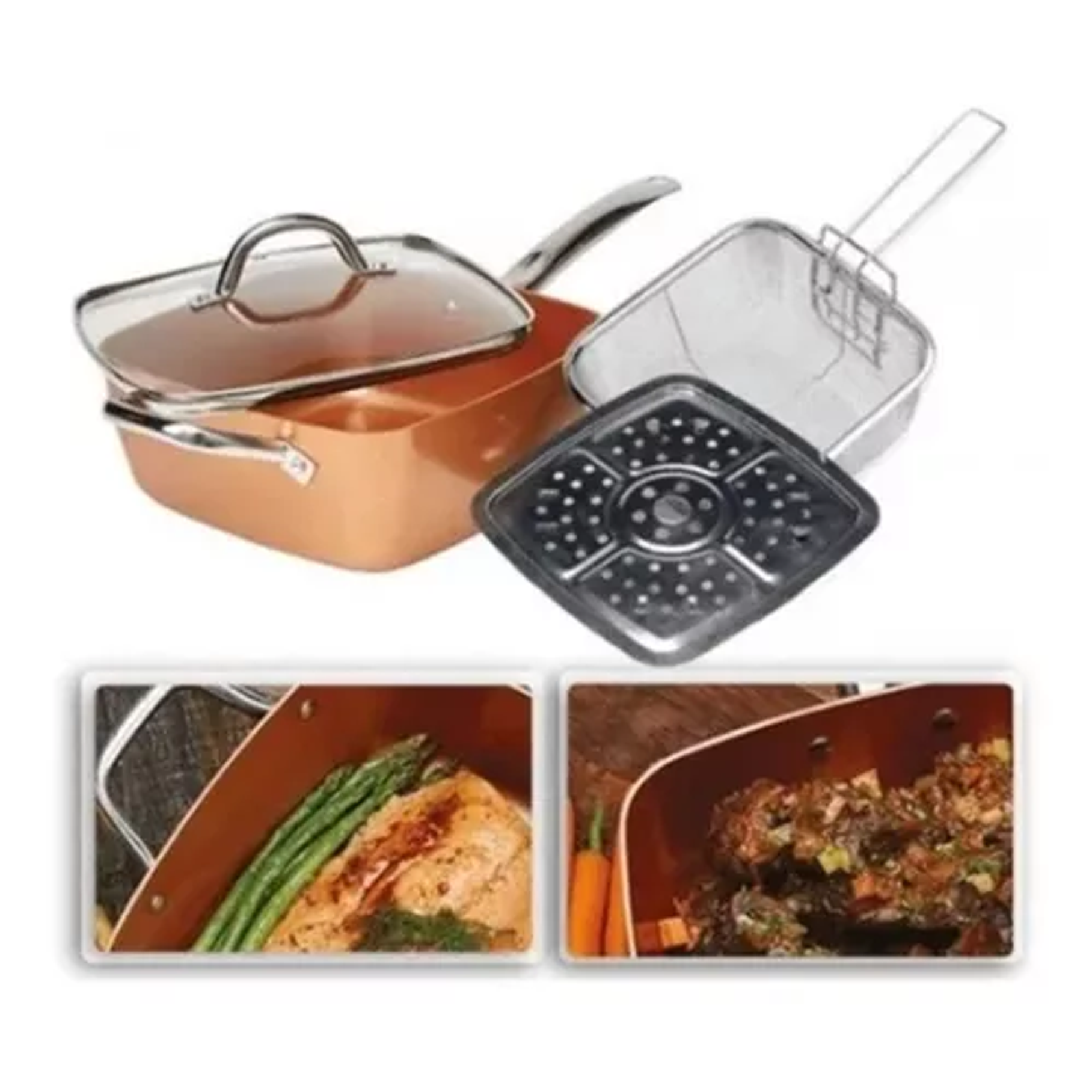 Juego Cocina 4 Piezas Olla Sarten Cuadrada 7 Litros 3