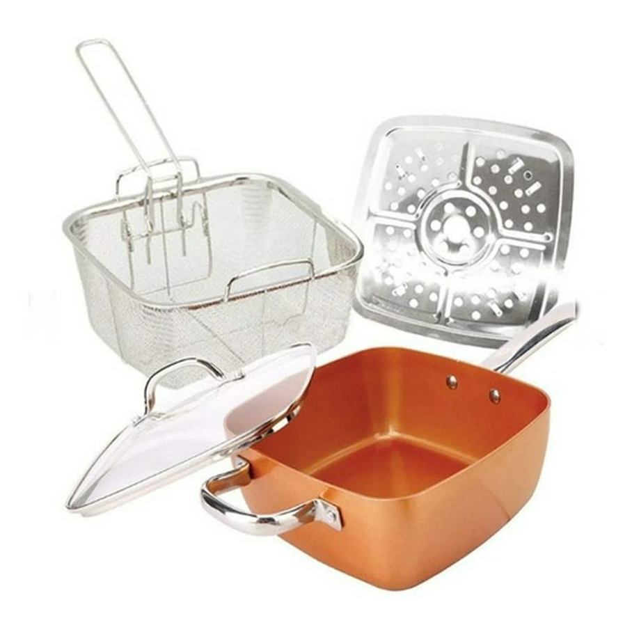 Juego Cocina 4 Piezas Olla Sarten Cuadrada 7 Litros 1