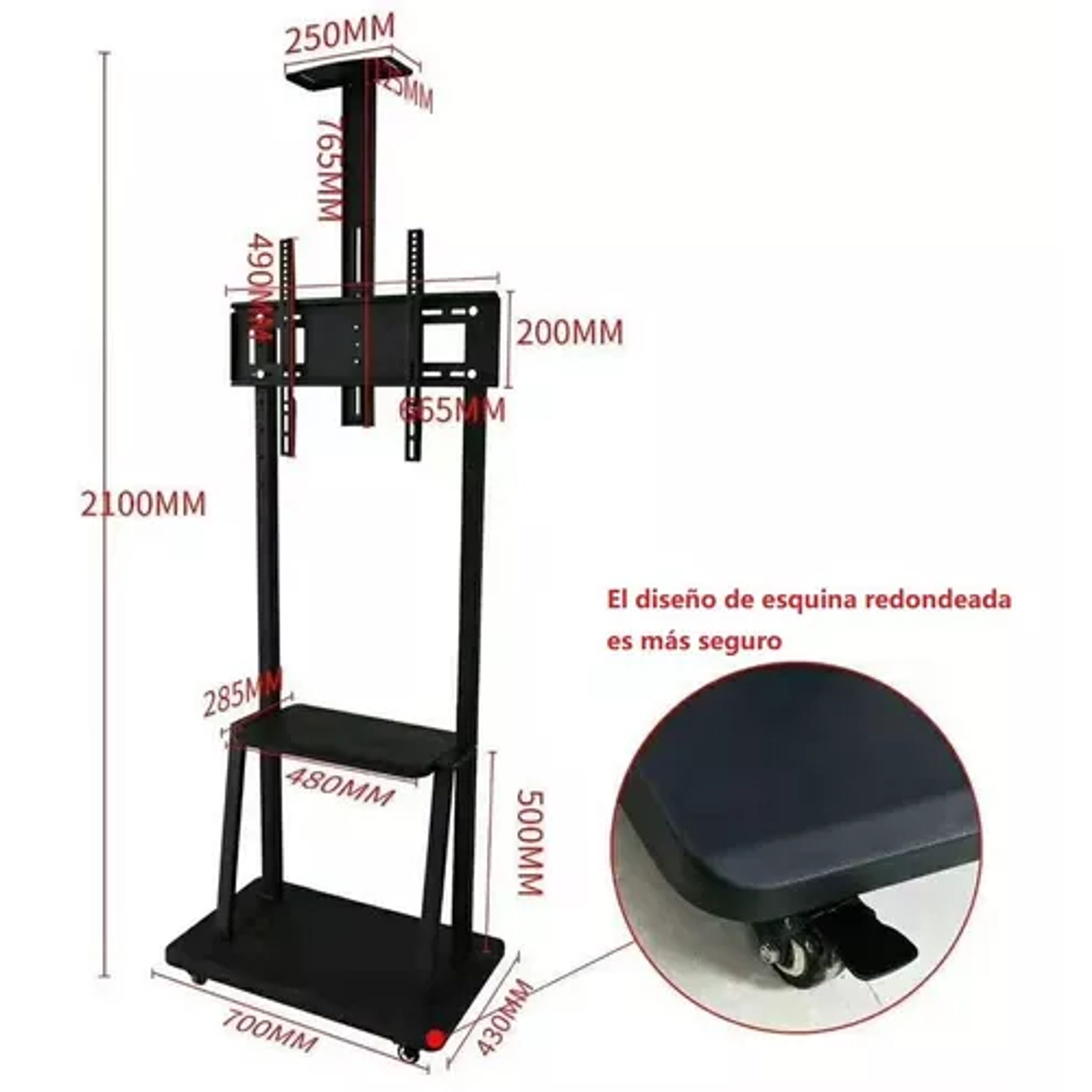 Soporte Stand De Tv Móvil 32 - 70 Pulgadas Carro Movil Rueda 7