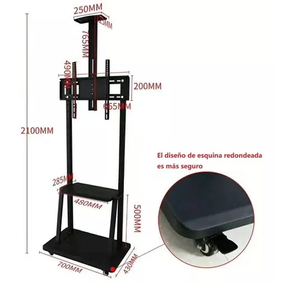 Soporte Stand De Tv Móvil 32 - 70 Pulgadas Carro Movil Rueda 7