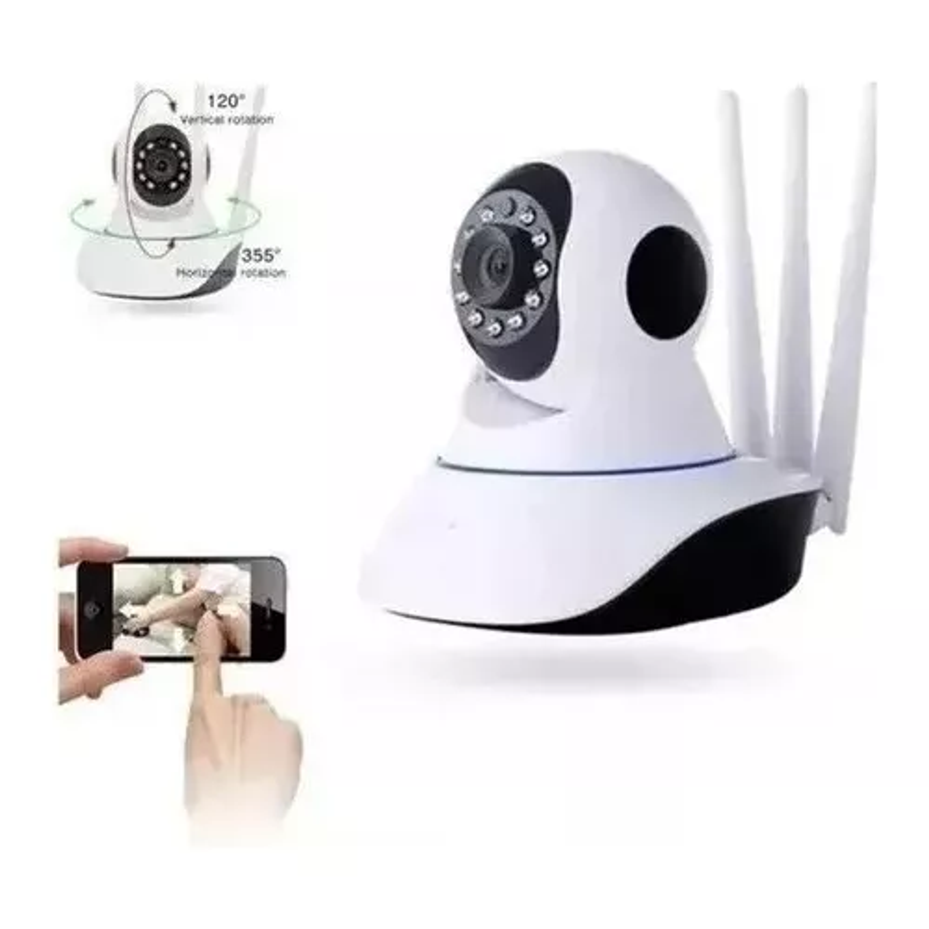 Camaras Ip Wifi Hd Vision Nocturna 360° Blanco 4