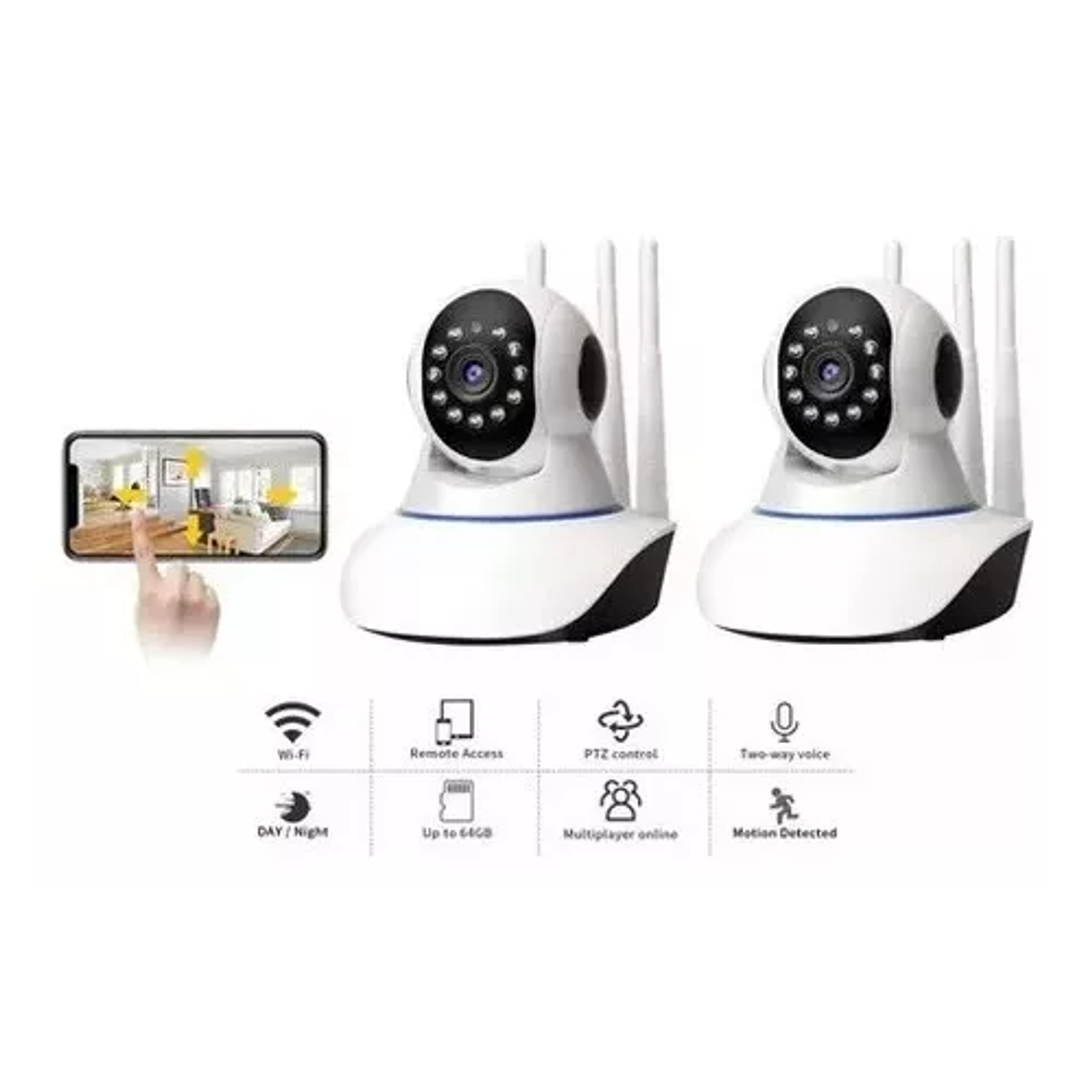 Camaras Ip Wifi Hd Vision Nocturna 360° Blanco 5