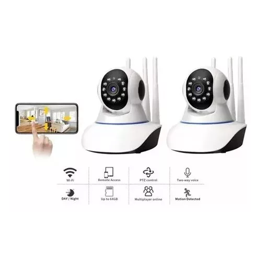 Camaras Ip Wifi Hd Vision Nocturna 360° Blanco 5