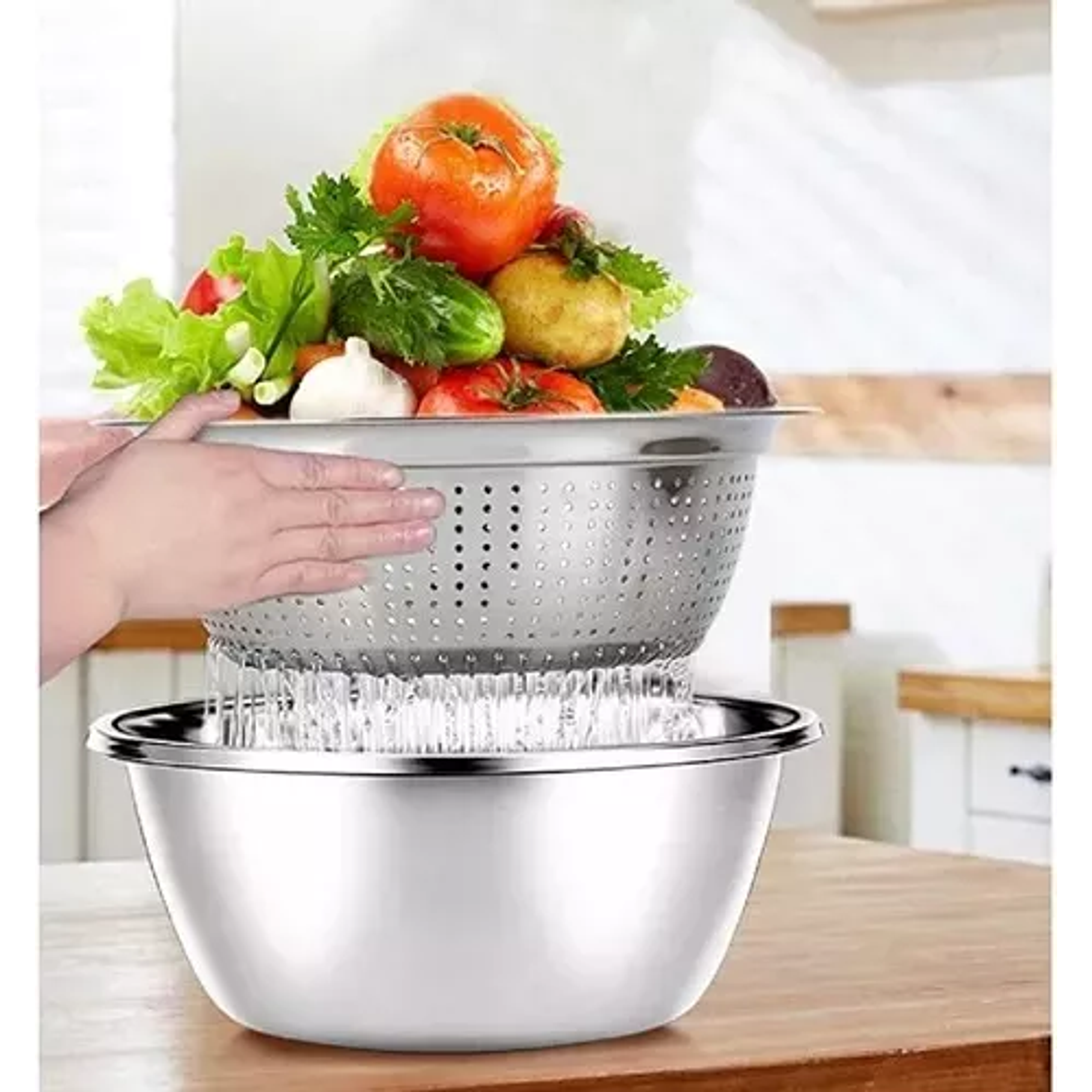 Colador Escurridor Acero Inoxidable 28 Cm Pastas Verduras 3