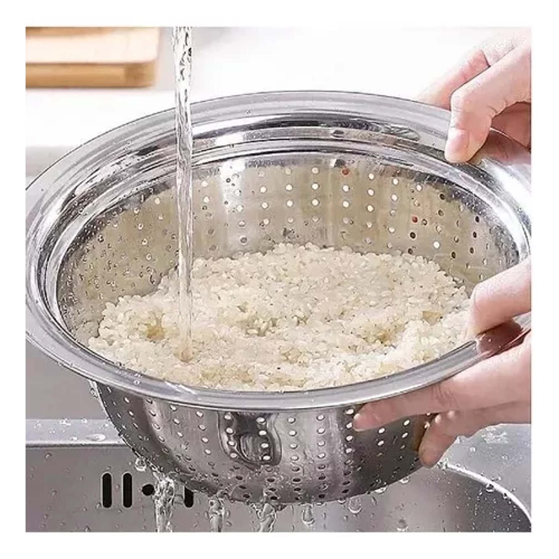 Colador Escurridor Acero Inoxidable 28 Cm Pastas Verduras 4