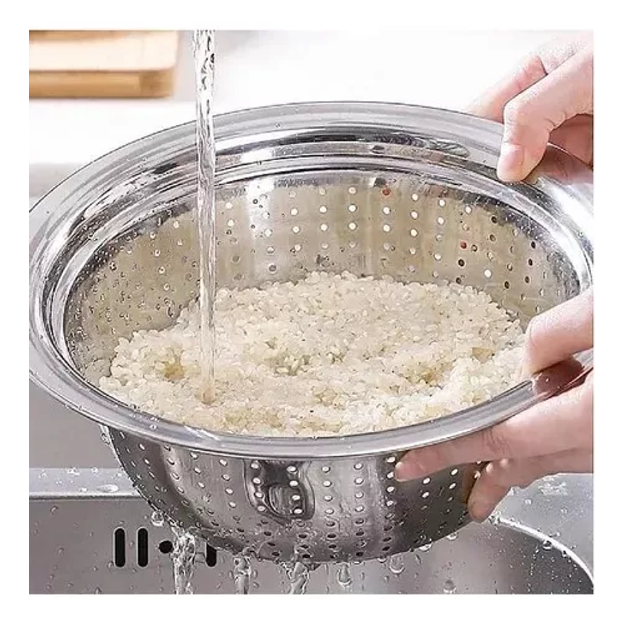 Colador Escurridor Acero Inoxidable 28 Cm Pastas Verduras 4