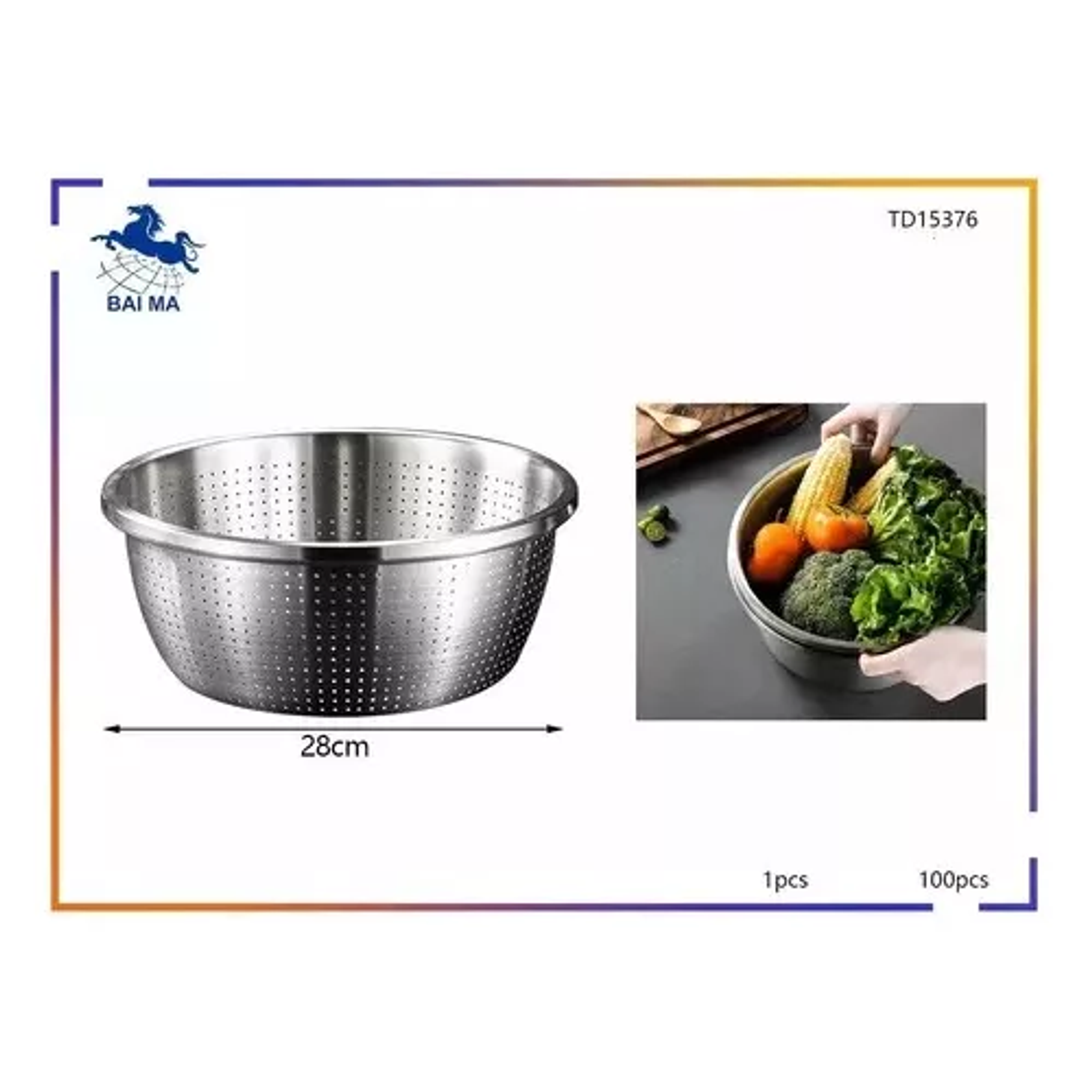 Colador Escurridor Acero Inoxidable 28 Cm Pastas Verduras 5