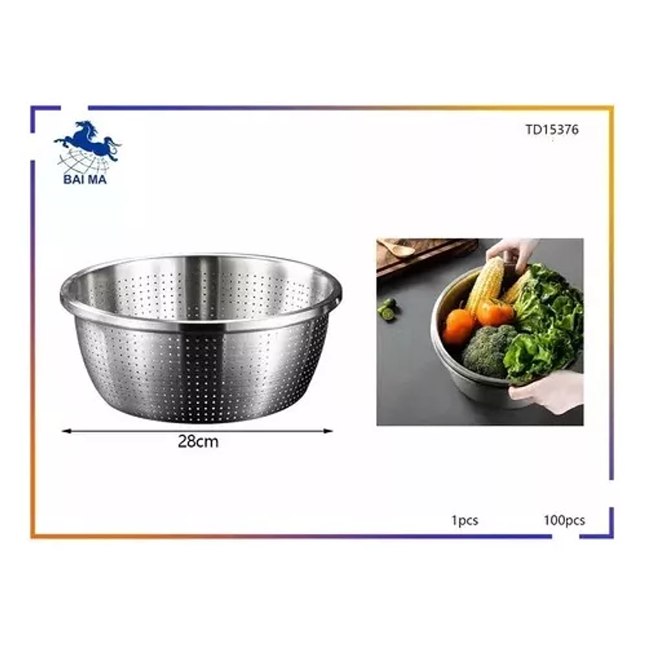 Colador Escurridor Acero Inoxidable 28 Cm Pastas Verduras 5