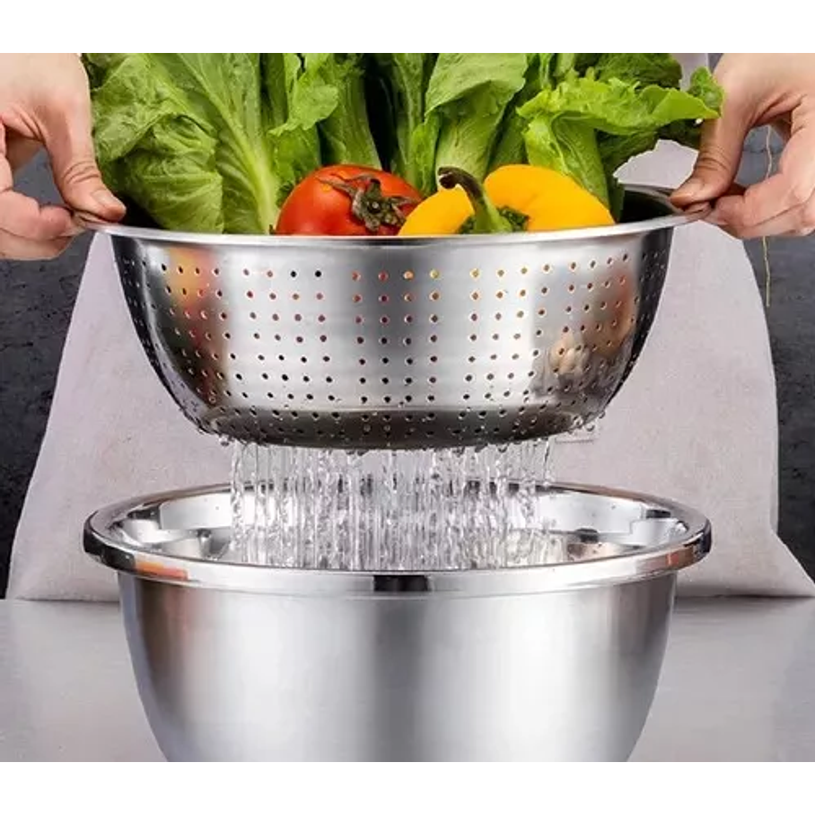 Colador Escurridor Acero Inoxidable 28 Cm Pastas Verduras 6