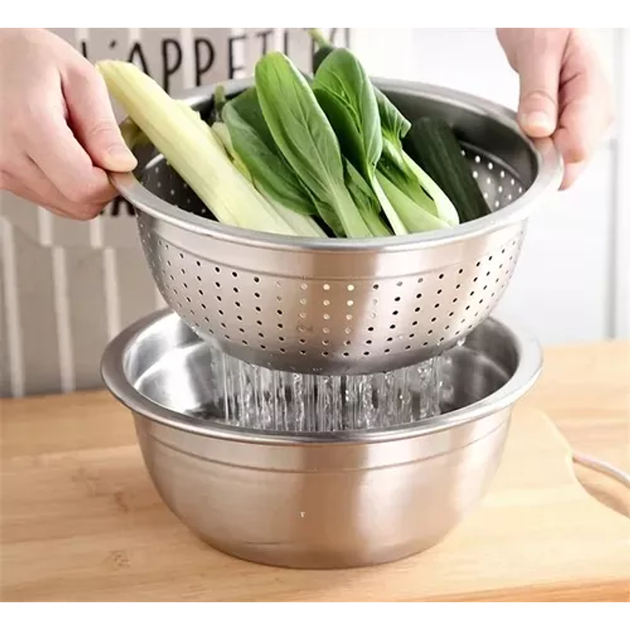 Colador Escurridor Acero Inoxidable 28 Cm Pastas Verduras 7