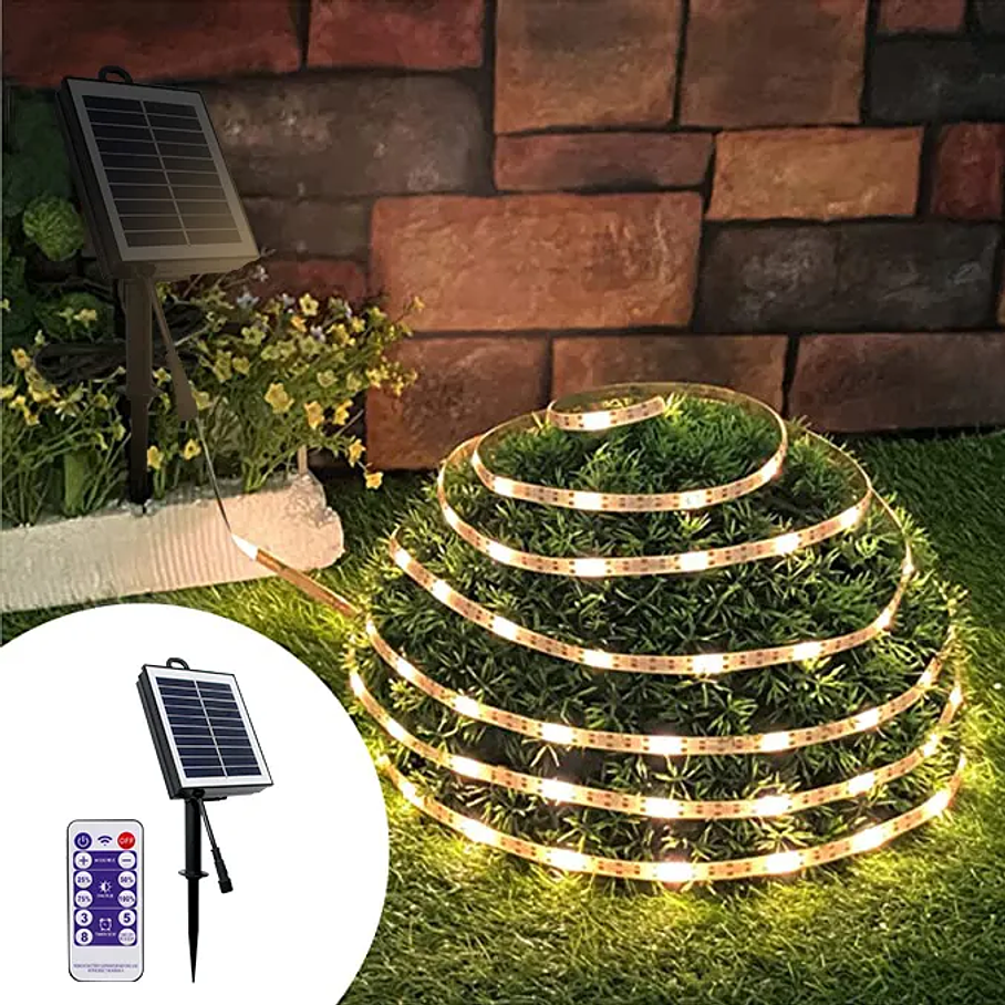 Lámpara Solar Luces Tira Led Al Aire 10 Mts 200 Led Navidad 4
