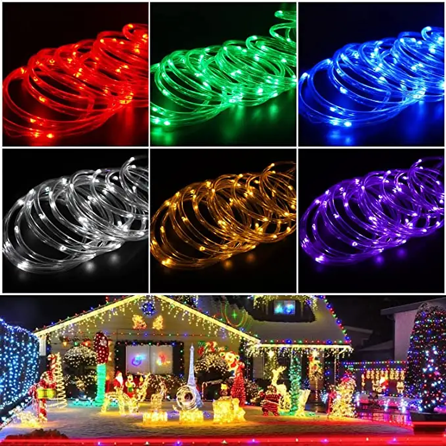 Lámpara Solar Luces Tira Led Al Aire 10 Mts 200 Led Navidad 7