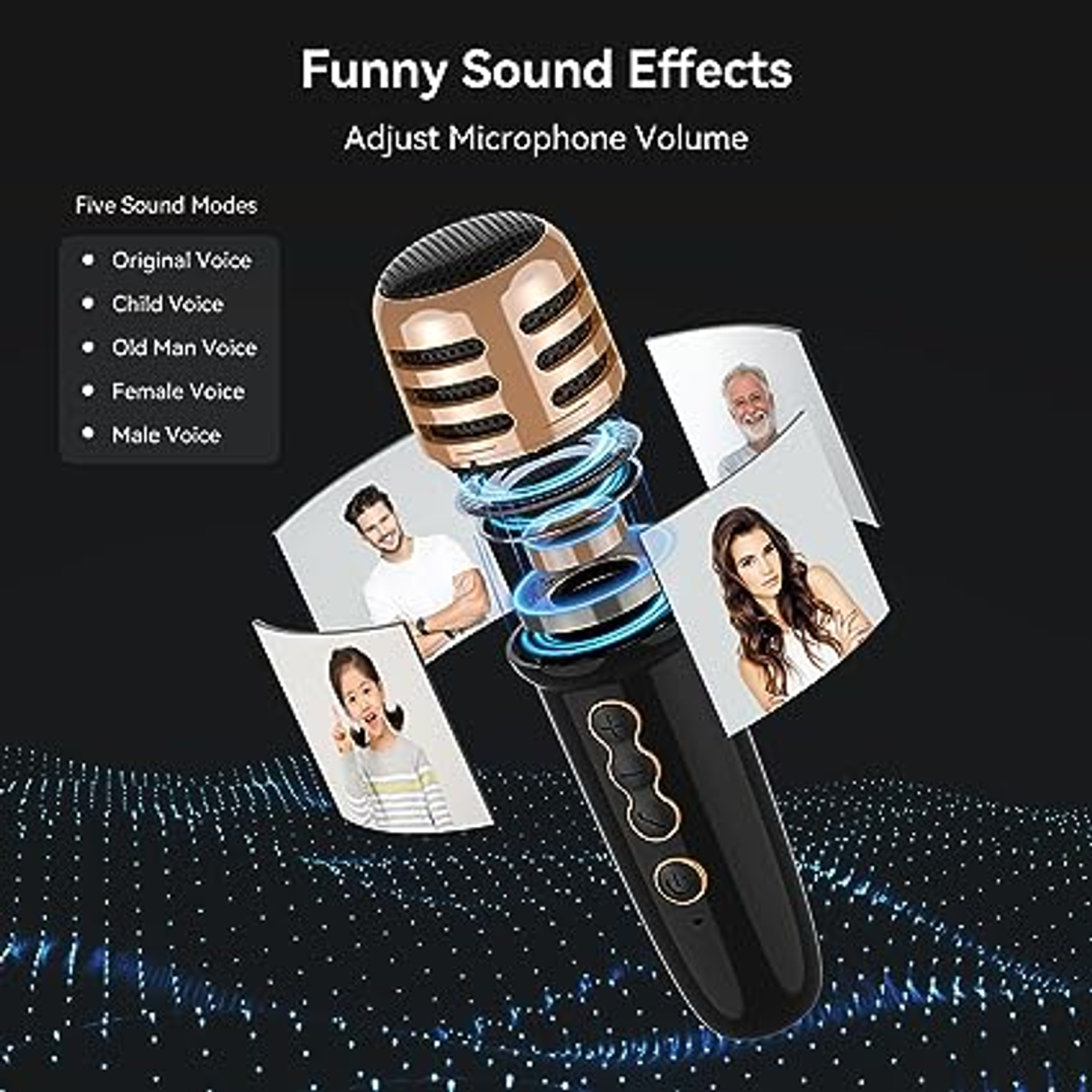 Parlante Karaoke Portatil Bluetooth con Micrófono Luces de Colores 7