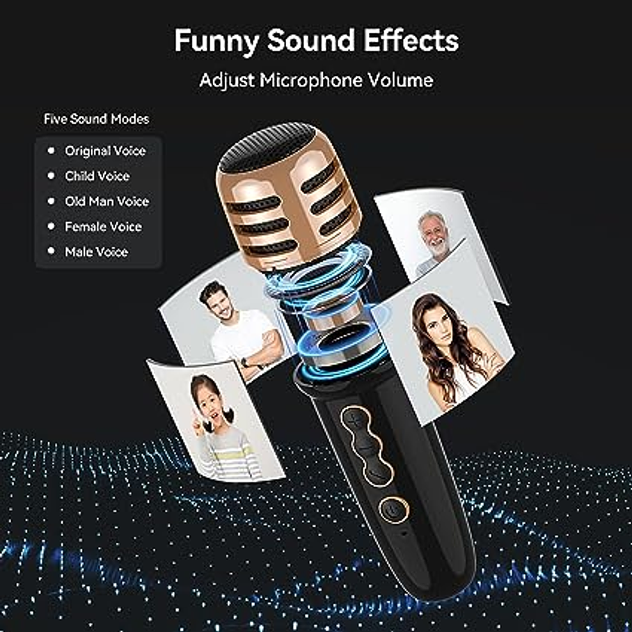 Parlante Karaoke Portatil Bluetooth con Micrófono Luces de Colores 7