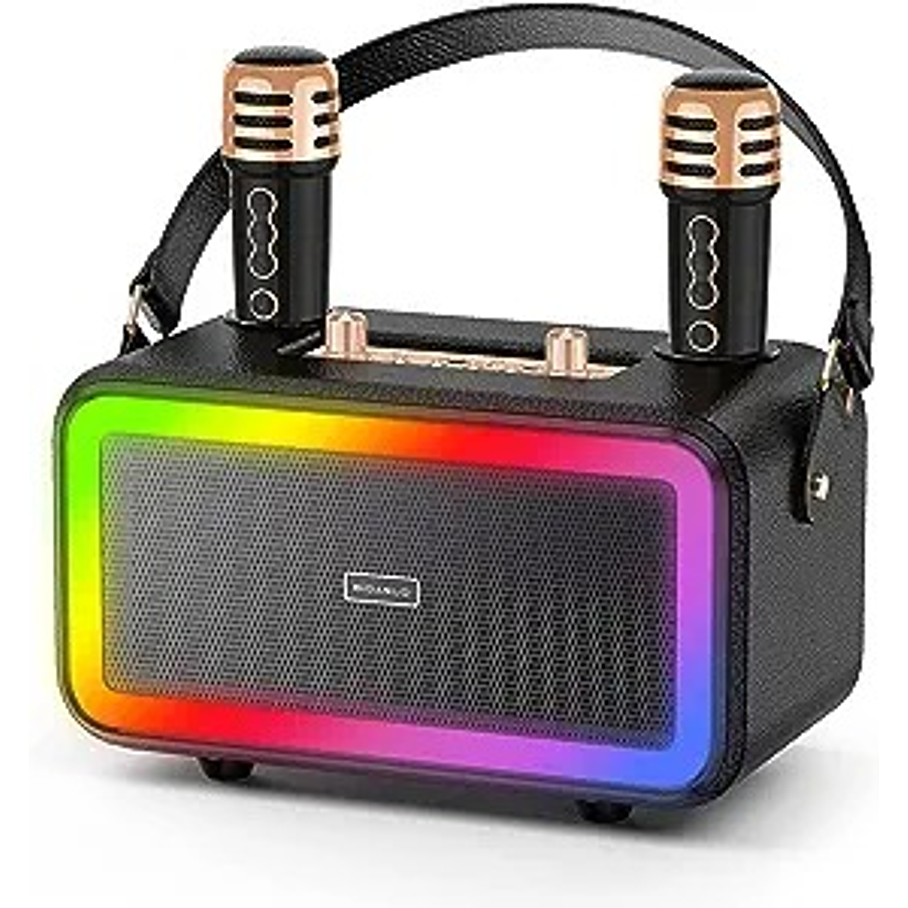 Parlante Karaoke Portatil Bluetooth con Micrófono Luces de Colores 2