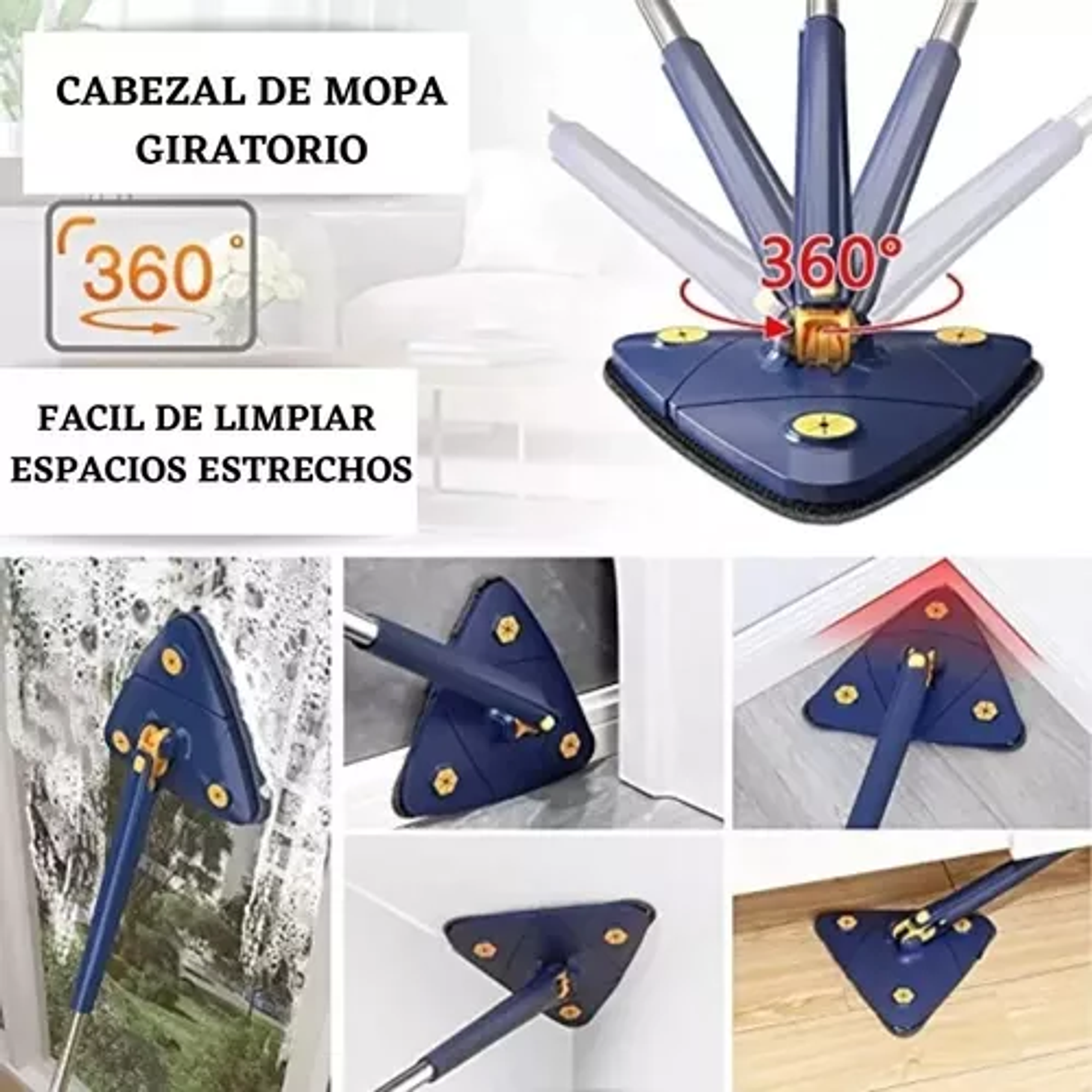 Mopa Trapeador Gira 360° Triangular Escurridor Automatico Xl 5