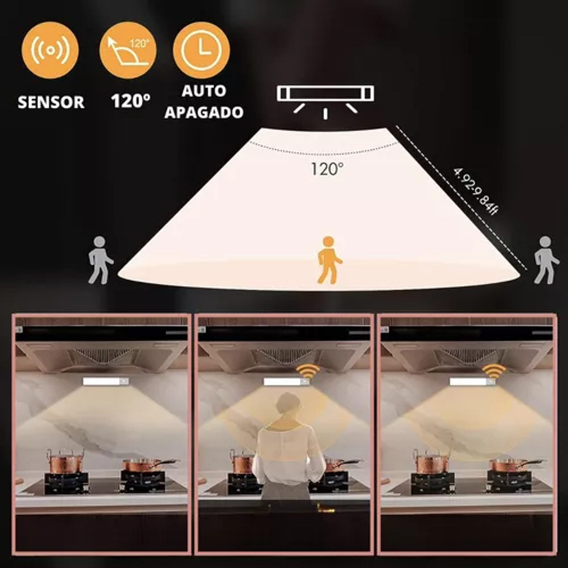 Luz Led Con Sensor Movimiento Barra Closet Baño Cocina 10 Cm 4