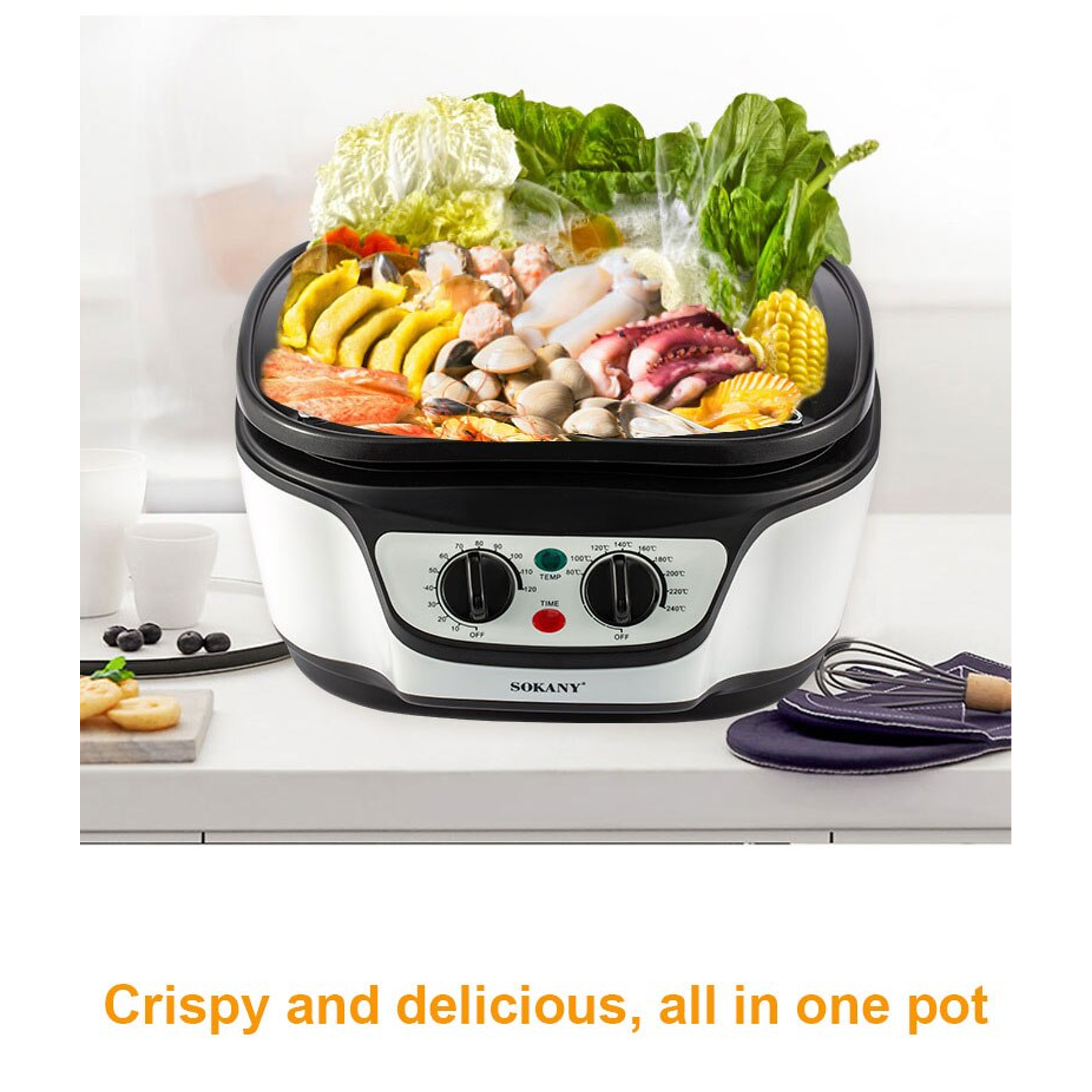 Freidora De Aire Multifuncional Sokany 5 Litros 8en1 Cocina 7