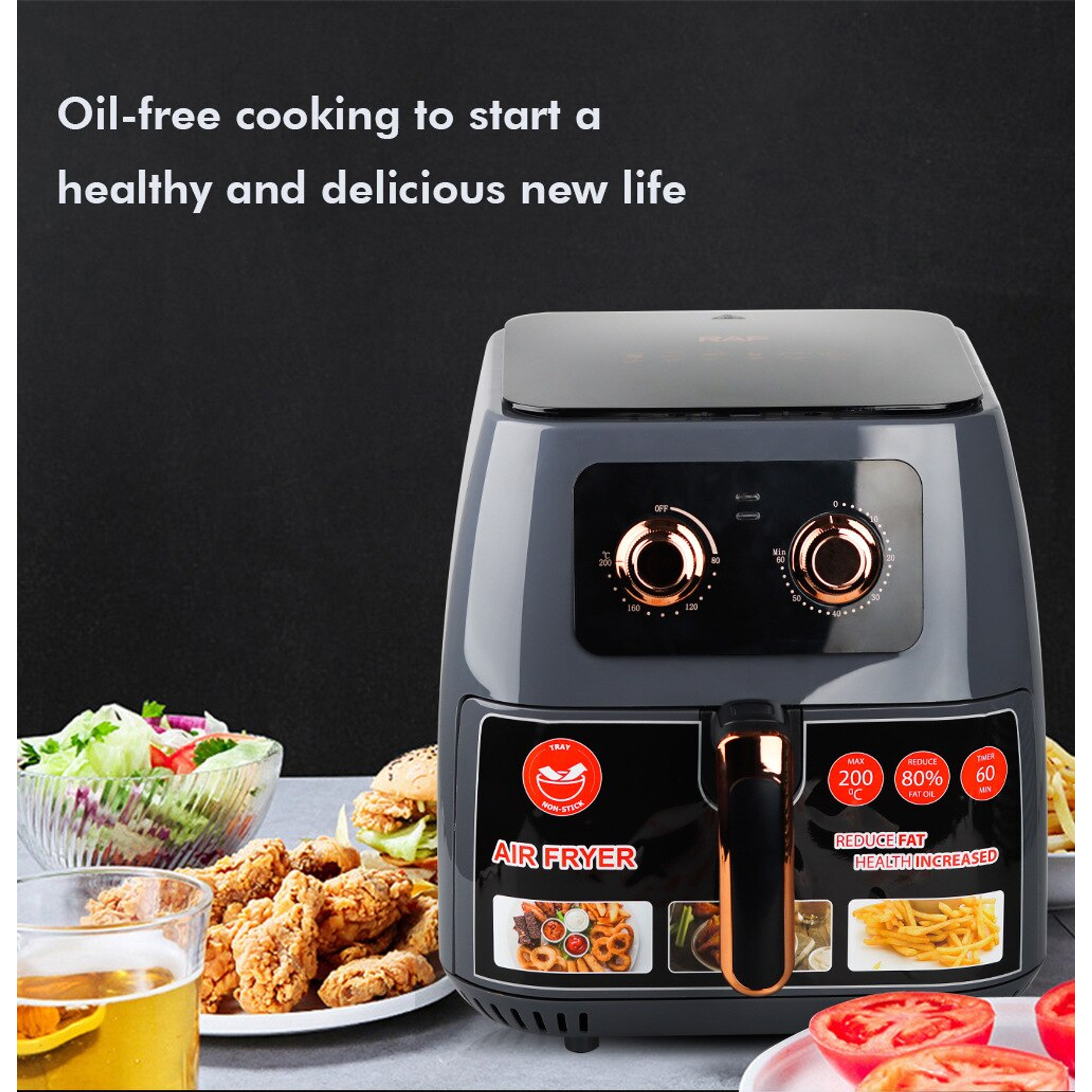 Freidora De Aire Eléctrica Multifuncional Hogar 8 Litros 4