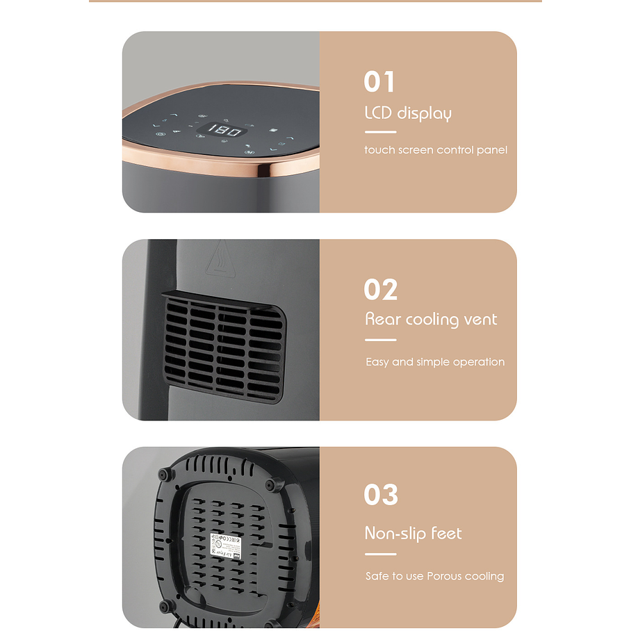 Freidora De Aire Sin Aceite Pantalla Digital 4,8 Litros 4