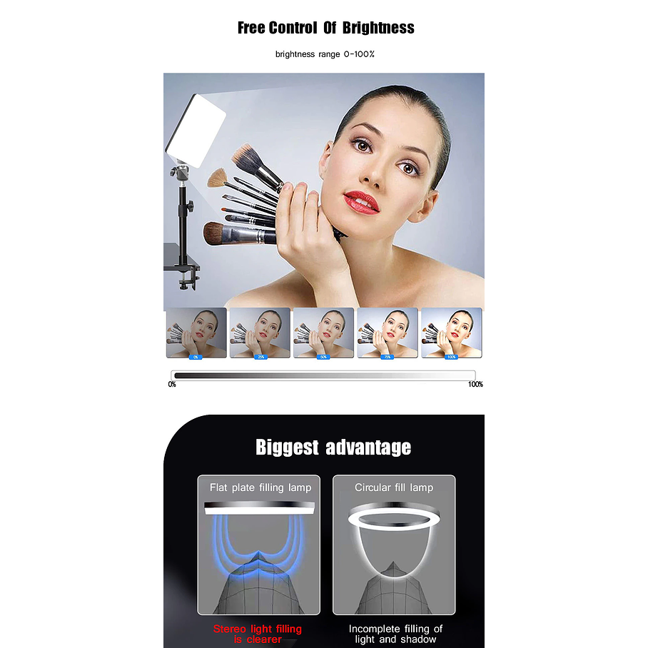 Aro Cuadrado De Luz Led Fotografía 48 Cm + Trípode Ajustable RLl19 PLl48 7