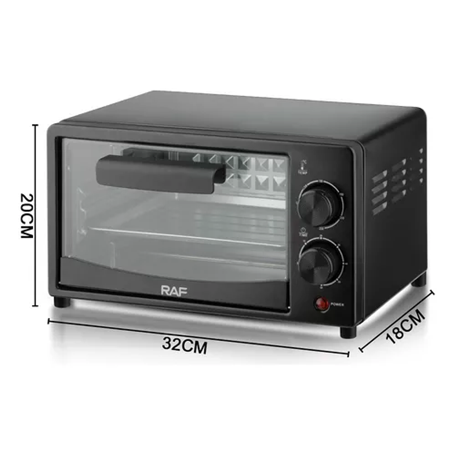 Horno Eléctrico De Mesa Negro Tostador 12l Raf  800w 5