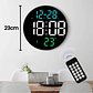 Reloj De Pared Digital Led Grande De 23cm Redondo Con Control Remoto USB - Miniatura 2