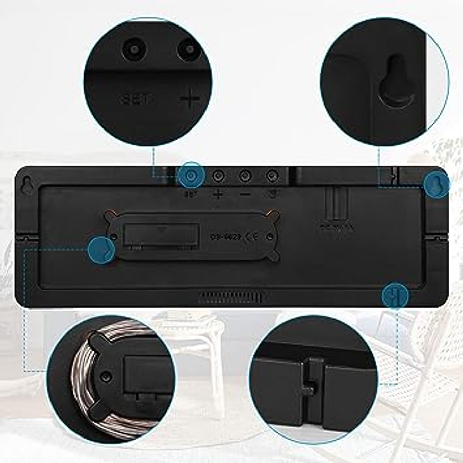 Reloj De Pared Digital Led Grande De 38.7 cm Con Control RemotoUSB 3